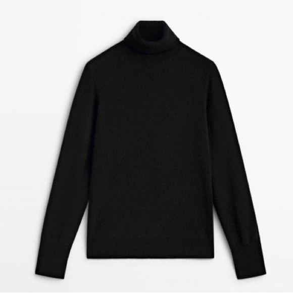 NWT. Massimo Dutti Black Wool/Cashmere Blend Sweater with High Neck. Size M. - Picture 4 of 8